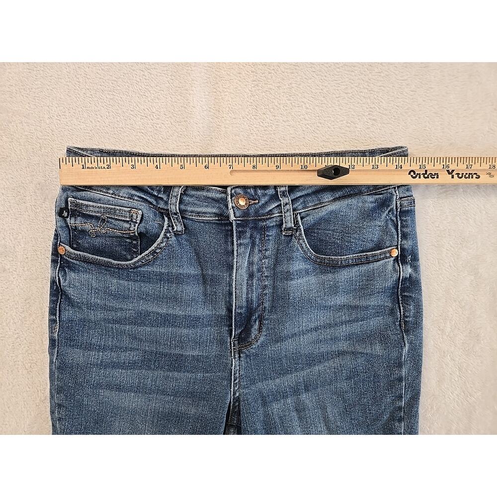 Judy Blue High-waisted Cropped Skinny Jeans Womans Sz 9/29 JB88259 Frayed Cuffs - Picture 6 of 14